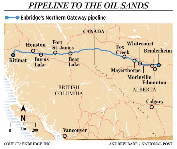 Northern Gateway pipeline route