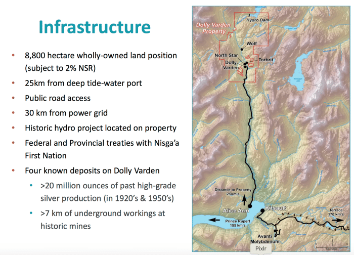 Infrastructure near Dolly Varden's asset