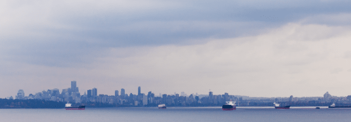 Oil tankers in Vancouver harbour