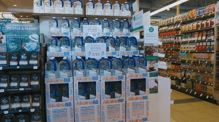 Alkaline88 on the shelves in supermarket in California