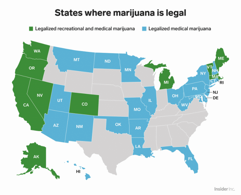 States where marijuana is legal - chart