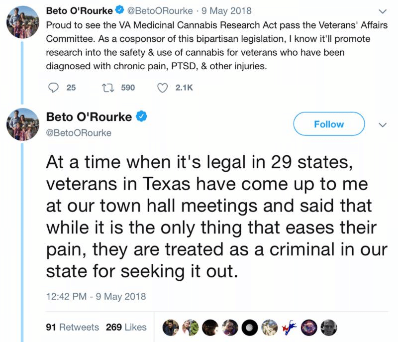 Beto historic tweet about marijuana