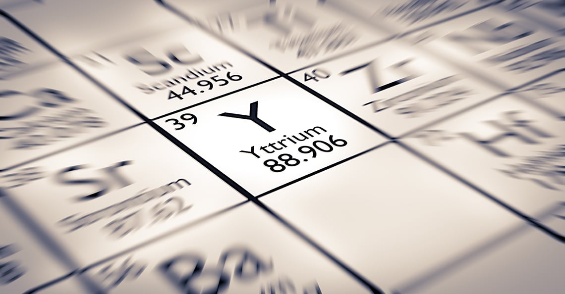 periodic table of the rare-earth metal Ytrrium