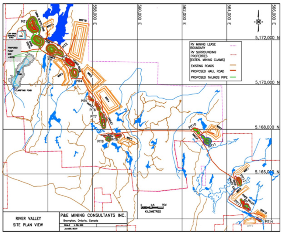 Project site plan of New Age Metals' River Valley PGM Project in Sudbury, Ontario