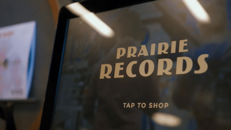 Prairie Records tablet shopping in-store