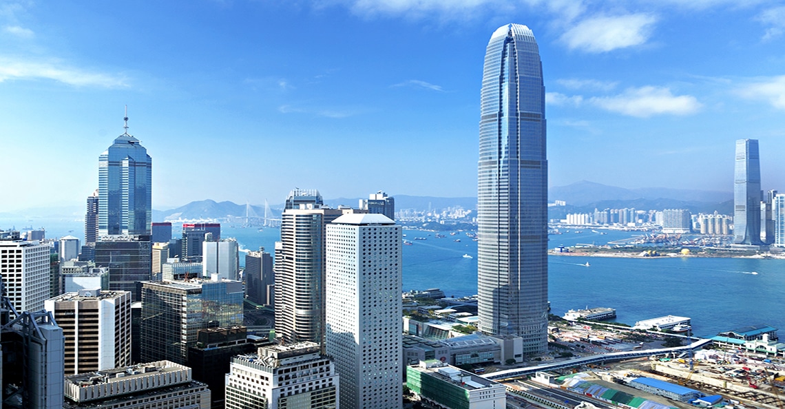 aerial view of downtown Hong Kong