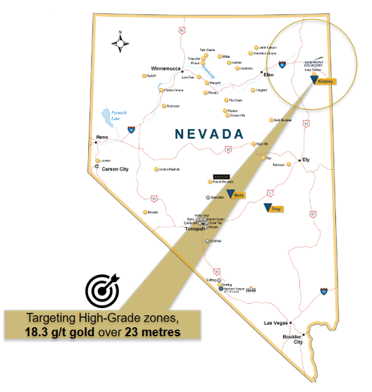 Map of Nevada with Kinsley Mountain