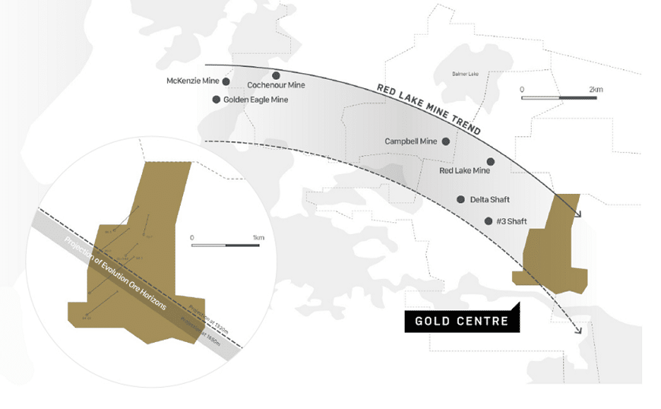 Map of Trillium Gold's Gold Centre project