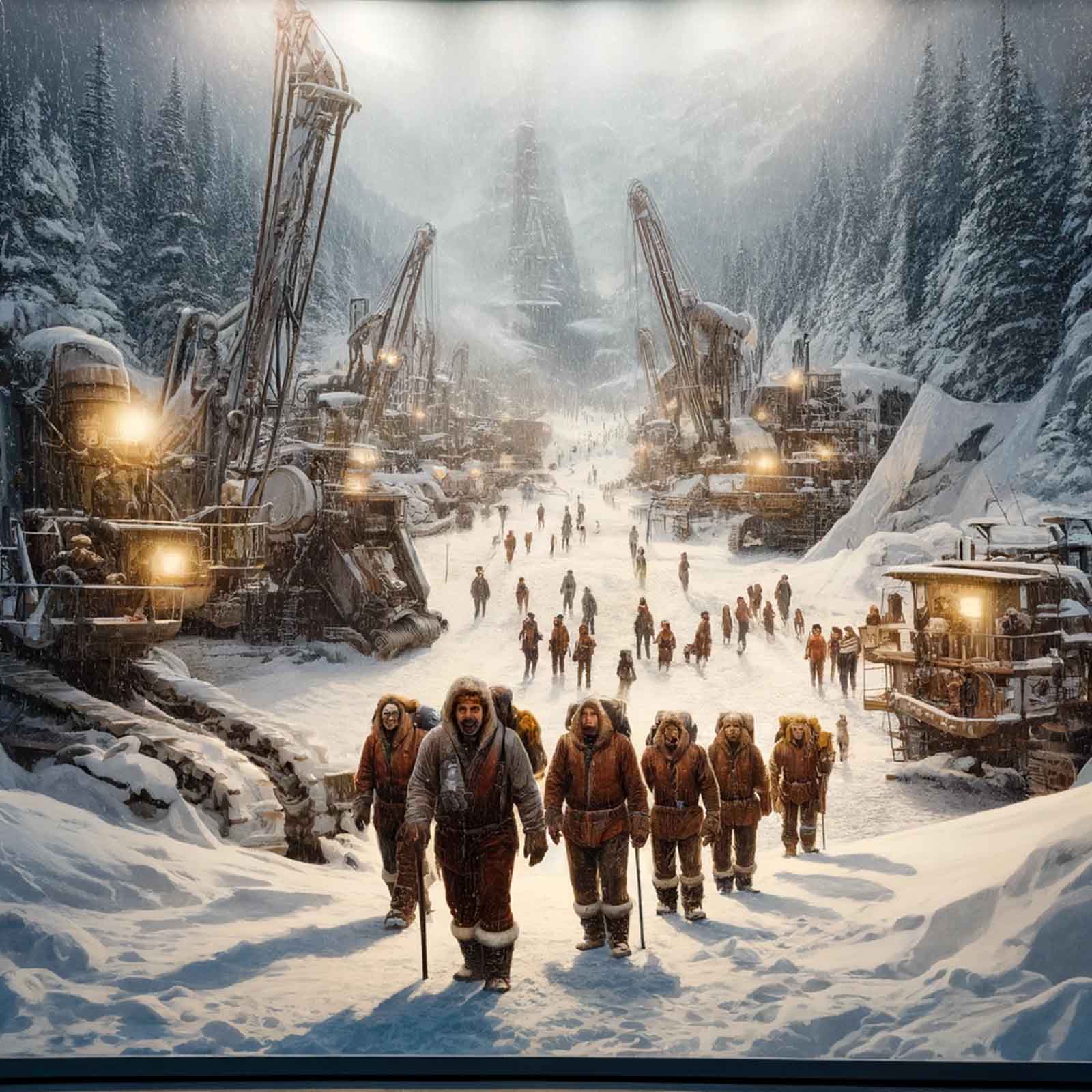 miners walking through gold camp
